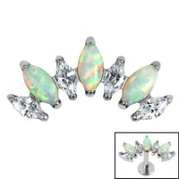 Titanium Internal 7 Opal and Jewelled Marquise Crown Top
