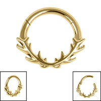 Titanium Buck Antlers Hinged Clicker Ring