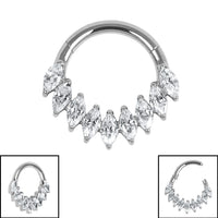 Titanium Raindrop Cluster Marquise Hinged Clicker Ring