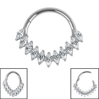 Titanium Raindrop Cluster Marquise Hinged Clicker Ring