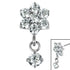 Titanium Internal Primrose Flower with Solitaire Drop Gem Top