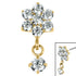 Titanium Internal Primrose Flower with Solitaire Drop Gem Top