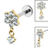 Titanium Internally Threaded Labrets 1.2mm - Titanium Jewelled Primrose Flower with Solitaire Drop