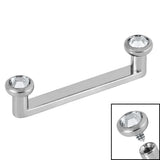 Titanium Internally Threaded Flat Surface Barbells with Titanium Jewelled Disk
