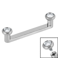 Titanium Internally Threaded Flat Surface Barbells with Titanium Jewelled Disk