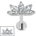 Titanium Internally Threaded Labrets 1.2mm - Titanium Jewelled Lotus Marquise Fan
