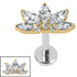 Titanium Internally Threaded Labrets 1.2mm - Titanium Jewelled Lotus Marquise Fan