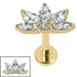 Titanium Internally Threaded Labrets 1.2mm - Titanium Jewelled Lotus Marquise Fan
