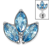 Titanium Claw Set Marquise Jewelled Leaves Trio Top for Internal Thread shafts in 1.2mm