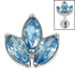 Titanium Claw Set Marquise Jewelled Leaves Trio Top for Internal Thread shafts in 1.2mm