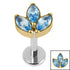 Titanium Internally Threaded Labrets 1.2mm - Titanium Claw Set Marquise Jewelled Leaves Trio