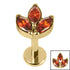 Titanium Internally Threaded Labrets 1.2mm - Titanium Claw Set Marquise Jewelled Leaves Trio