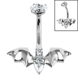 Belly Bar - Titanium Internal Jewelled Flying Vampire Bat