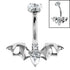 Belly Bar - Titanium Internal Jewelled Flying Vampire Bat