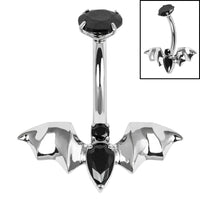 Belly Bar - Titanium Internal Jewelled Flying Vampire Bat
