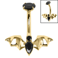 Belly Bar - Titanium Internal Jewelled Flying Vampire Bat