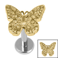 Titanium Internally Threaded Labrets 1.2mm - Steel Monarch Butterfly