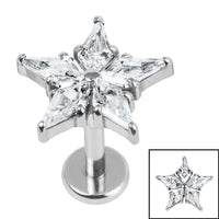 Titanium Internally Threaded Labrets 1.2mm - Titanium Jewelled Galaxy Star