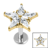 Titanium Internally Threaded Labrets 1.2mm - Titanium Jewelled Galaxy Star