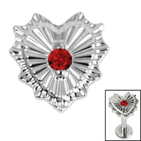 Titanium Claw Set Radiant Jewelled Heart Top for Internal Thread shafts in 1.2mm