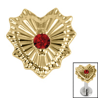 Titanium Claw Set Radiant Jewelled Heart Top for Internal Thread shafts in 1.2mm
