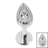 Titanium Internally Threaded Labrets 1.2mm - Titanium Jewelled Persian Teardrop