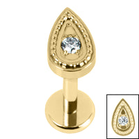Titanium Internally Threaded Labrets 1.2mm - Titanium Jewelled Persian Teardrop