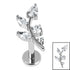 Titanium Internally Threaded Labrets 1.2mm - Titanium Claw Set Jewelled Leaf Vine