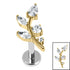 Titanium Internally Threaded Labrets 1.2mm - Titanium Claw Set Jewelled Leaf Vine