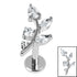 Titanium Internally Threaded Labrets 1.2mm - Titanium Claw Set Jewelled Leaf Vine