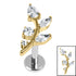 Titanium Internally Threaded Labrets 1.2mm - Titanium Claw Set Jewelled Leaf Vine