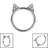 Titanium Jewelled Kitty Cat Ears Hinged Clicker Ring