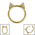 Titanium Jewelled Kitty Cat Ears Hinged Clicker Ring