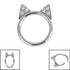 Titanium Jewelled Kitty Cat Ears Hinged Clicker Ring
