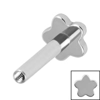Titanium Internal Thread Labret Post with Flower Base 1.2mm