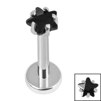 Titanium Internally Threaded Labrets 1.2mm - Titanium 3mm Claw Set CZ Jewelled Star