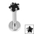 Titanium Internally Threaded Labrets 1.2mm - Titanium 3mm Claw Set CZ Jewelled Star