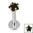 Titanium Internally Threaded Labrets 1.2mm - Titanium 3mm Claw Set CZ Jewelled Star