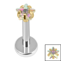 Titanium Internally Threaded Labrets 1.2mm - Titanium 3mm Claw Set CZ Jewelled Star