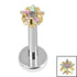 Titanium Internally Threaded Labrets 1.2mm - Titanium 3mm Claw Set CZ Jewelled Star