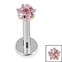 Titanium Internally Threaded Labrets 1.2mm - Titanium 3mm Claw Set CZ Jewelled Star