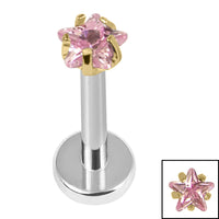 Titanium Internally Threaded Labrets 1.2mm - Titanium 3mm Claw Set CZ Jewelled Star