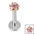 Titanium Internally Threaded Labrets 1.2mm - Titanium 3mm Claw Set CZ Jewelled Star