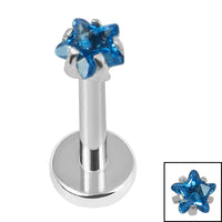 Titanium Internally Threaded Labrets 1.2mm - Titanium 3mm Claw Set CZ Jewelled Star