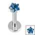 Titanium Internally Threaded Labrets 1.2mm - Titanium 3mm Claw Set CZ Jewelled Star