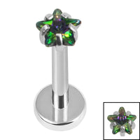 Titanium Internally Threaded Labrets 1.2mm - Titanium 3mm Claw Set CZ Jewelled Star
