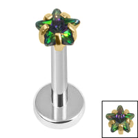Titanium Internally Threaded Labrets 1.2mm - Titanium 3mm Claw Set CZ Jewelled Star