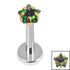Titanium Internally Threaded Labrets 1.2mm - Titanium 3mm Claw Set CZ Jewelled Star