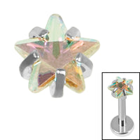 Titanium Claw Set CZ Jewelled Star for Internal Thread Shafts in 1.2mm
