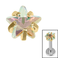 Titanium Claw Set CZ Jewelled Star for Internal Thread Shafts in 1.2mm
